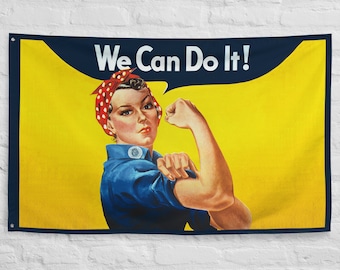 Rosie the Riveter Flag, Banner, Wall Hanging- (34.5 inches x 56 inch inches) Vertical or Horizontal