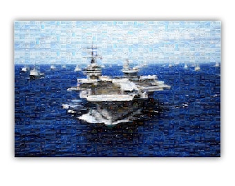 Air Craft Carrier Photo Mosaic Poster - Printed in the USA