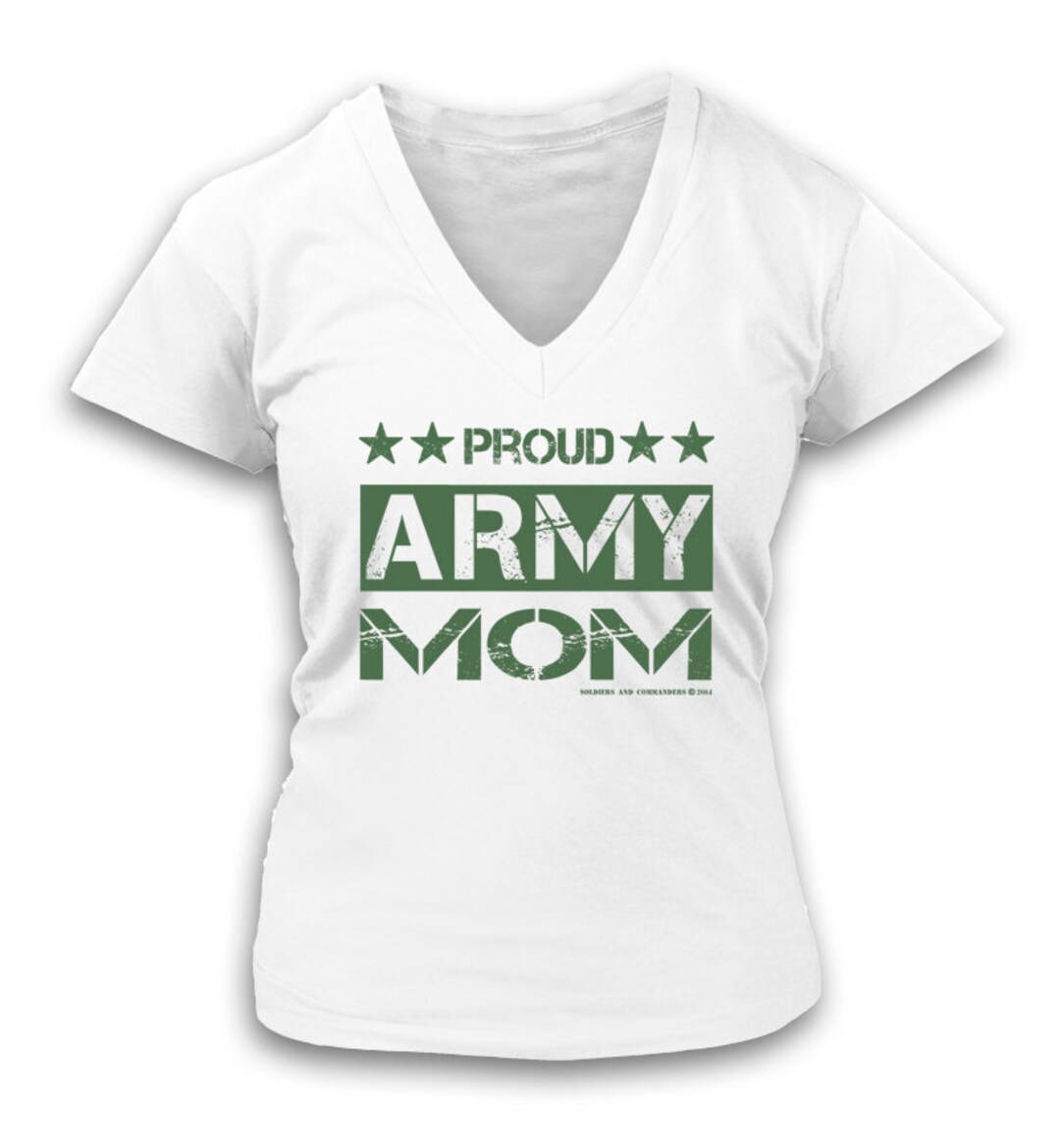 Proud Army Mom Stencil Ladies V-neck 100% Cotton Shirt - Etsy