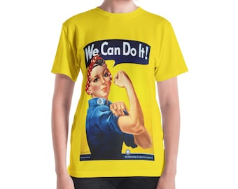 Rosie the Riveter "We Can Do It!" Ladies All-Over Sublimation T-Shirt (Yellow)
