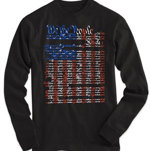 We The People Constitution Men&#39;s Long Sleeve 100% Cotton T-Shirt (Various Colors)