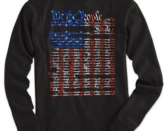 We The People Constitution Men's Long Sleeve 100% Cotton T-Shirt (Various Colors)