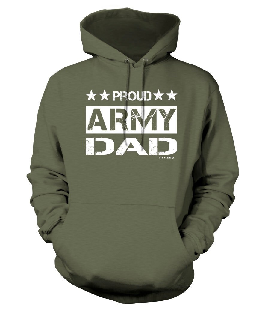 Proud Army Dad Stencil Cotton Hoodie - Adult 50/50 Cotton/Polyester, Printed in USA