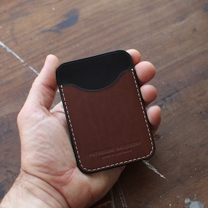 Vertical Card Holder, Leather, Personalized, Cardholder, Australian, Light Brown, Mocha, Money Clip, Slim, Thin Card Wallet image 1