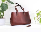 Everyday Leather Tote Bag, Medium, Minimal, Stylish, Australian, Award Winning, Laptop Bag, Folio, Leather Shoulder Bag, Macbook, Brown