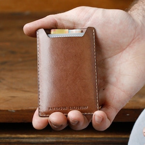 Känguru Leder Kartenhalter, Personalisiert, Cardholder, Australisch, RFID, Hellbraun, Mokka, Geldklammer, schlank, Dünne Brieftasche