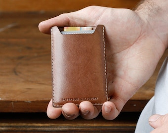 Kangaroo Leather Card Holder, Personalized, Cardholder, Australian, RFID, Light Brown, Mocha, Money Clip, Slim, Thin Card Wallet