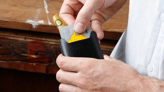 Kangaroo Leather Card Holder, Australian, Black, Cardholder, Small Wallet, Slim Wallet, Card Wallet, Thin Wallet, Money Clip, Personalized,