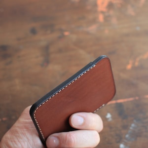 Vertical Card Holder, Leather, Personalized, Cardholder, Australian, Light Brown, Mocha, Money Clip, Slim, Thin Card Wallet image 2