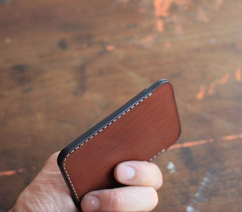 Vertical Card Holder, Leather, Personalized, Cardholder, Australian, Light Brown, Mocha, Money Clip, Slim, Thin Card Wallet image 2