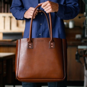 Leather Tote Bag, Large Brown Tote Carry All, Handbag, Weekend Bag, Australian, Shopper, Nappy Bag, Baby Bag, Bowler, Doctor, Handbag, Day image 4