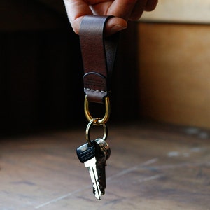 Leather Keyring, Personalized Key Ring, Personalised, Leather Keychain, Key Fob, Australian, Solid Brass, Paterson Salisbury, Black & Brown image 8