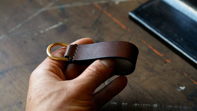 Leather Keyring, Personalized Key Ring, Personalised, Leather Keychain, Key Fob, Australian, Solid Brass, Paterson Salisbury, Black & Brown image 7