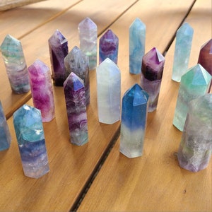 Rainbow Fluorite Polished Towers - Small | green purple tumbled crystal point | flourite | healing gem rock tower | baby bridal shower gift