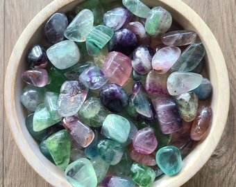 Fluorite Tumbles - set of 3, 5, or 10| tumbled crystal rock boho decor | healing purple green rainbow gem | birthday bridal baby shower gift