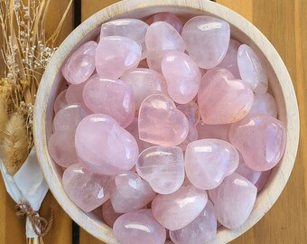 Rose Quartz Heart - 1, 3, 5 | pink stone heart | heart shaped polished gem gift | valentines day present | crystal for love | healing rock