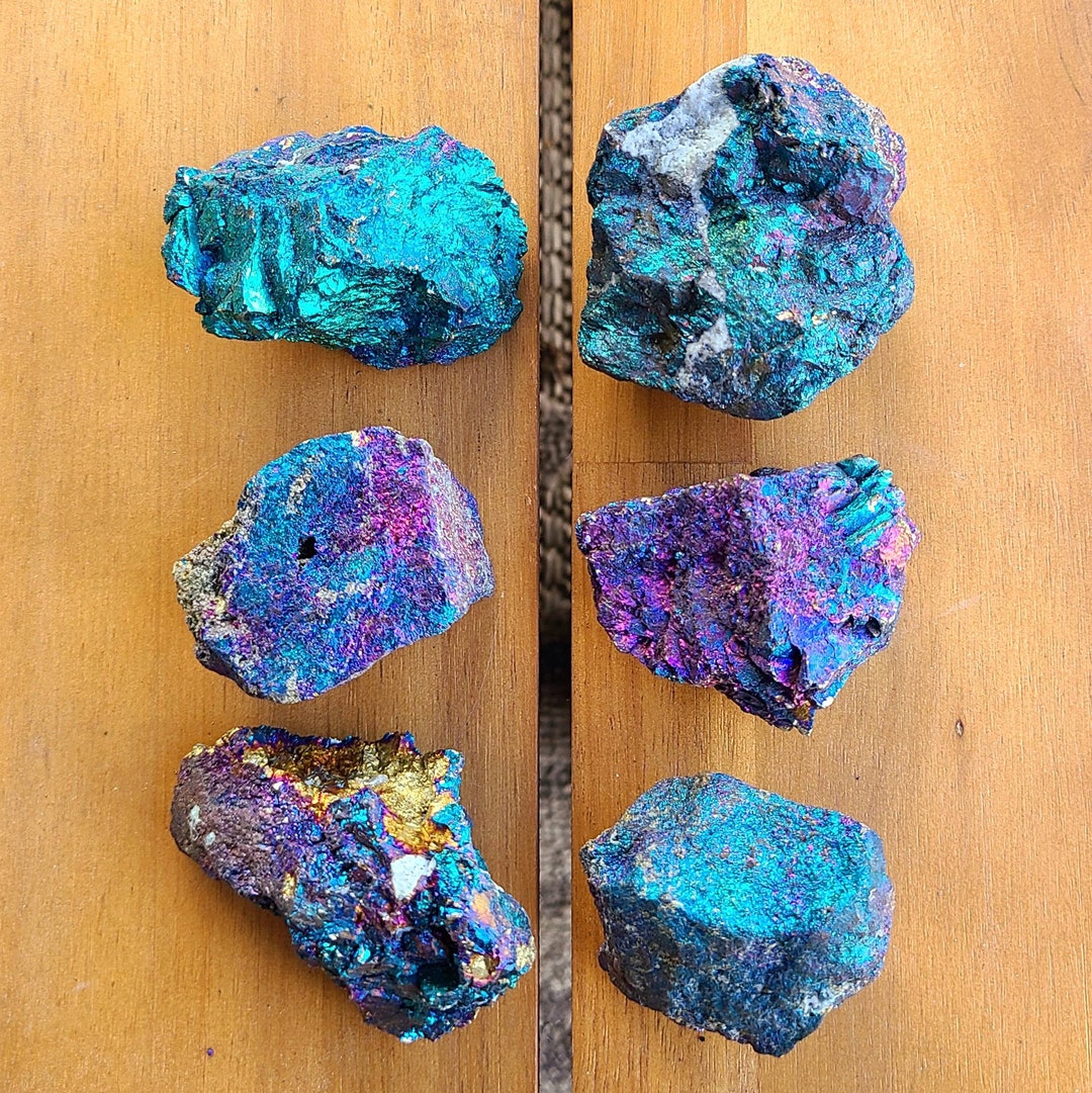Colorful Peacock Ore Large Chalcopyrite Blue Crystal Cluster Raw Peacock Stone Gift Set Fun ...