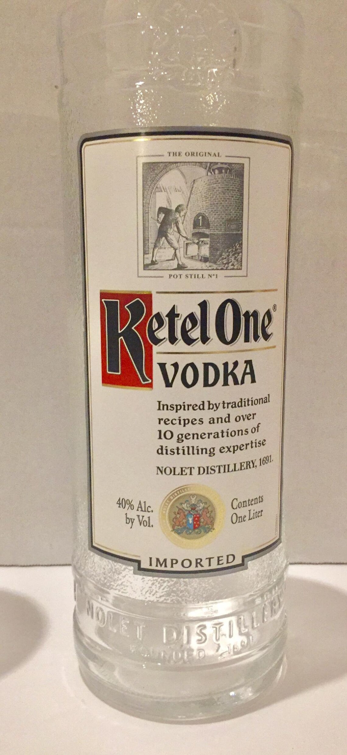 Ketel One Vodka Liquor Bottle Tall Drinking Glass Vase or Etsy