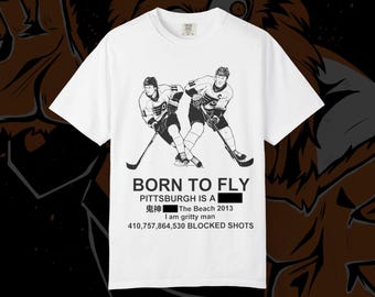 BORN TO FLY | Philadelphia Hockey | Bootleg Style Unisex Comfort Colors Tee