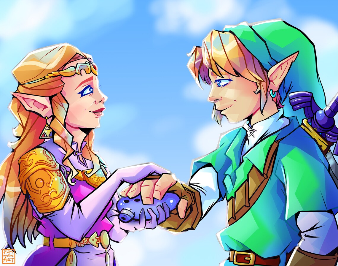 Legend of Zelda Ocarina of Time Ending Illustration PRINT Etsy