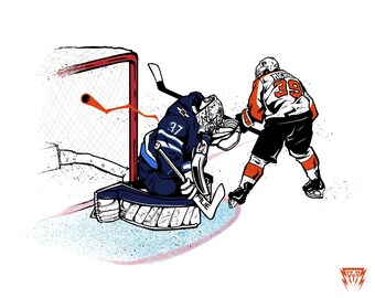 Michkov vs Hellebuyck 8x10 print