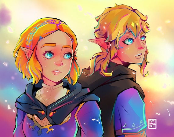 Breath of the Wild Zelda and Link Illustration PRINT