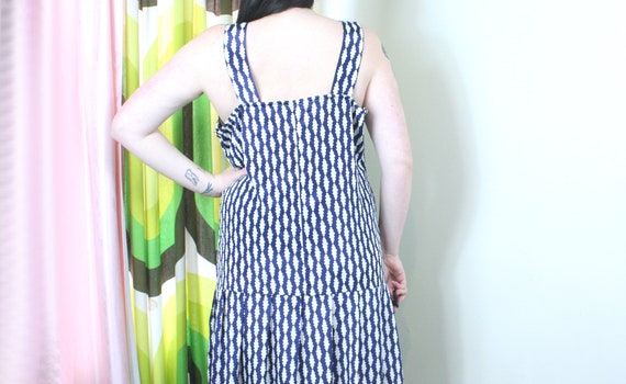 70's Pinafore Dress Silky Cloud Print 16  - image 7