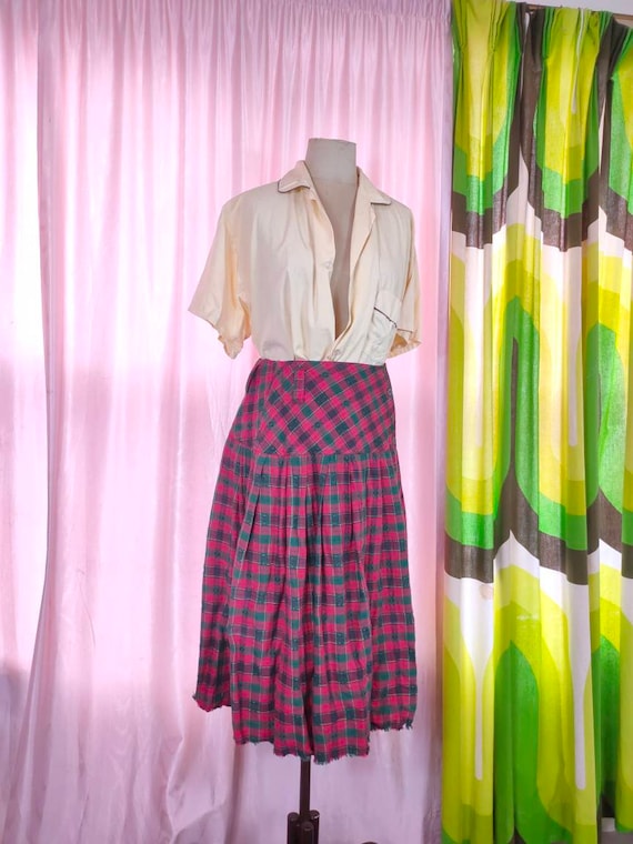 90's Tartan Skirt Side Button