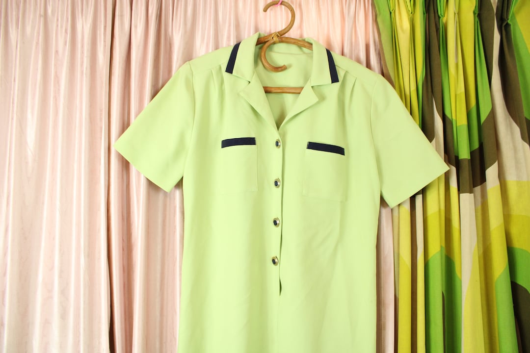 90 Mint Green Shirt Dress Etsy