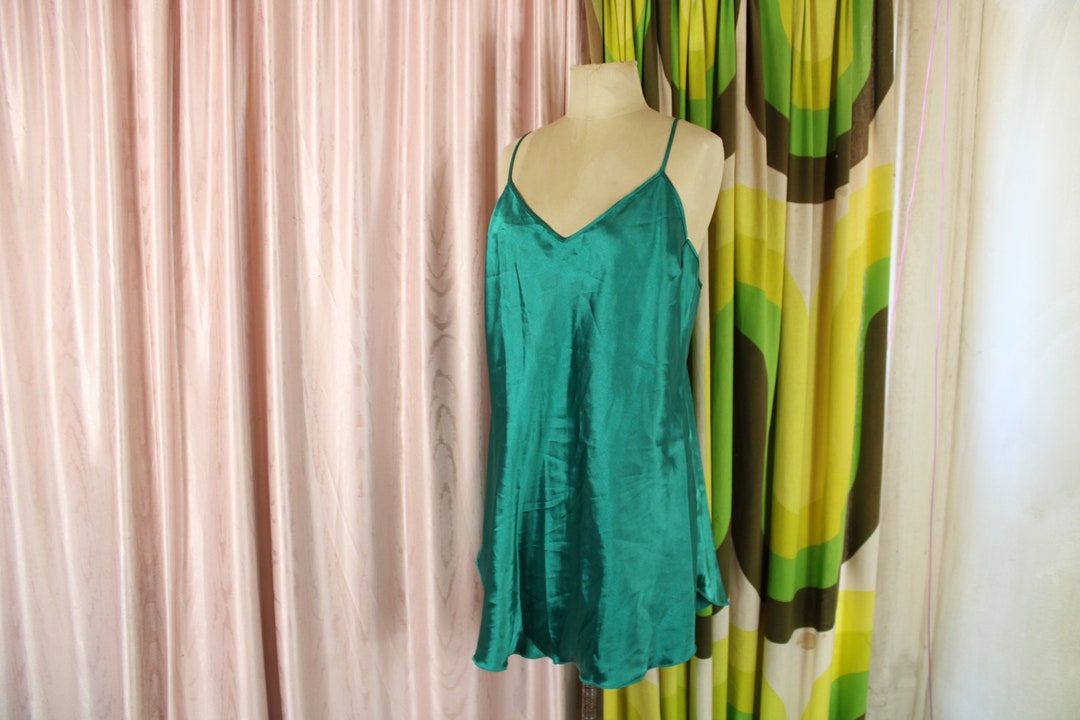 Emerald satin velvet slip