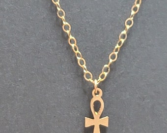 Ankh Symbol of Life Necklace | 14k Gold Filled Handstamped Jewelry | Custom Length | Made to Order