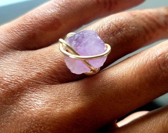 Raw Amethyst Point Ring + 2 Knuckle Rings | Positive Thoughts, Good Energy, Truth & Justice, Mental Clarity | Size 9