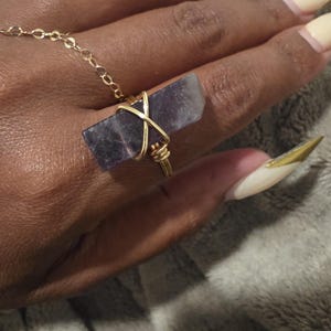 Amethyst Ring | Bar | Golden Copper Ring | DIVINE DISCERNMENT