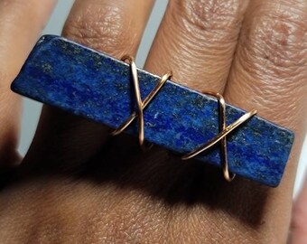 Lapis Lazuli & Copper Ring | 3rd Eye Intuitive Communication | Statement Piece