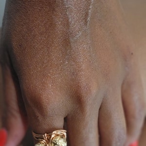 Golden Lava Stone & Copper Ring Purification, Purpose, Solar Plexus Healing, Fire Element Custom Sizes Stackable image 2