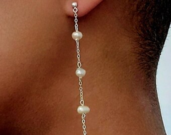 Pearl Drop Earrings | Heirloom Quality | Natural Freshwater Pearls | Bridal Wedding | Gold, Silver, Rose Gold