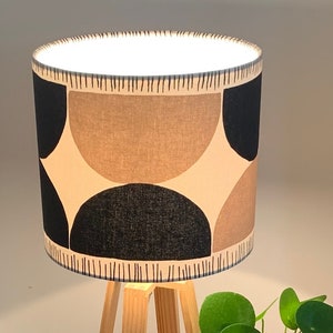 Striped/Half Circle Black & Camel/Taupe Lampshade | UK Fabric | Spotty Lamp Shade | Hand Made Australia