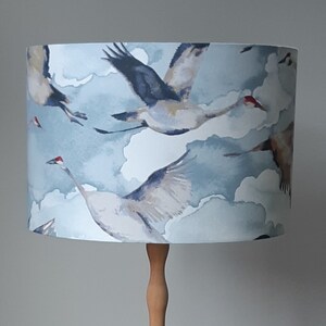 Lampshade - Flying Geese/Bird Lampshade, Pale Blue Lampshade, Drum Shade, Hand Made Australia