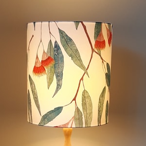 Eucalyptus Leaves / Flowers Lampshade, White, Green & Pale Turquoise, Red Drum Lampshade, Botanical Large Lamp Shade, Hand Made Australia