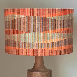 Brown, Orange, Pale Green Lines/Striped Lamp Shade, Retro Lampshade, Large Lampshade, Abstract Lamp Shade, Hand Made Australia
