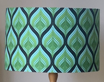 Green, Black, Blue Moroccan Inspired Lampshade | Mid Century Linen Lampshade | Vibrant Lamp Shade | Handmade in Australia