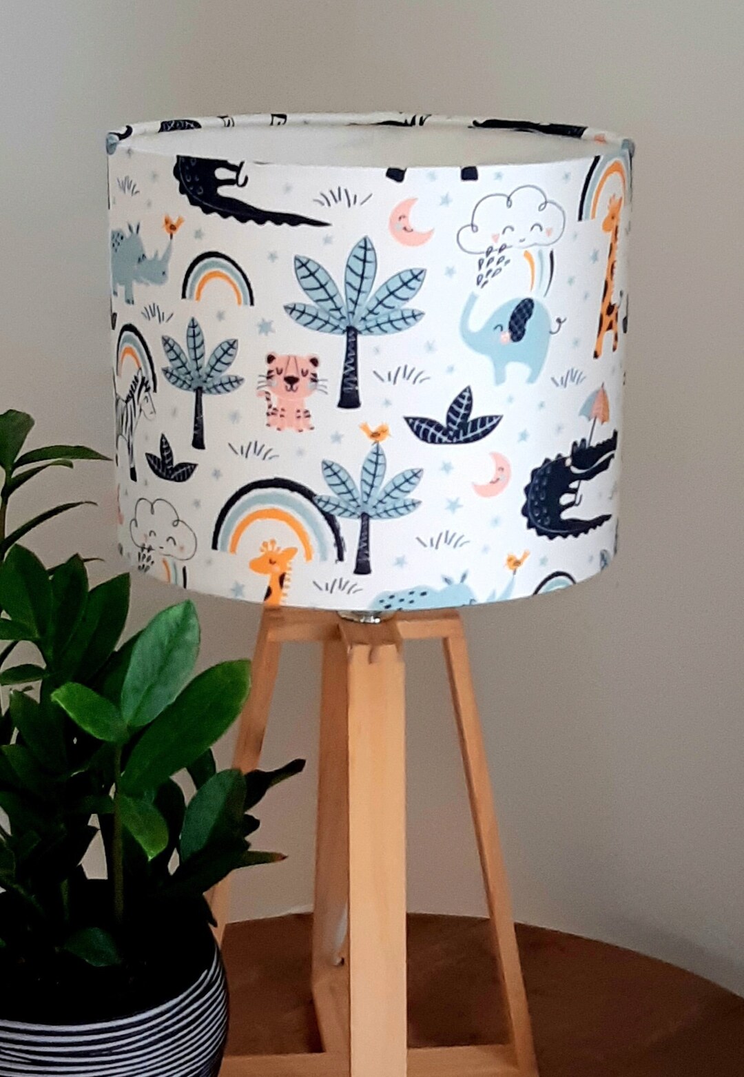 Nursery Lamp Multicoloured Safari Animals Baby Lamp Shade Etsy Australia