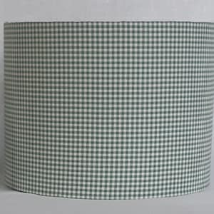 Lampshade - Green & Cream Gingham | Drum Green Lamp Shade | Contemporary Nursery Shade | Made in Australia