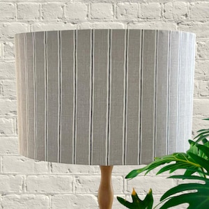 Taupe Striped Lamp Shade |  Rowing Stripe Cotton Drum Lampshade | Striped Linen Look Lamp Shade | UK Fabric | Australian Made