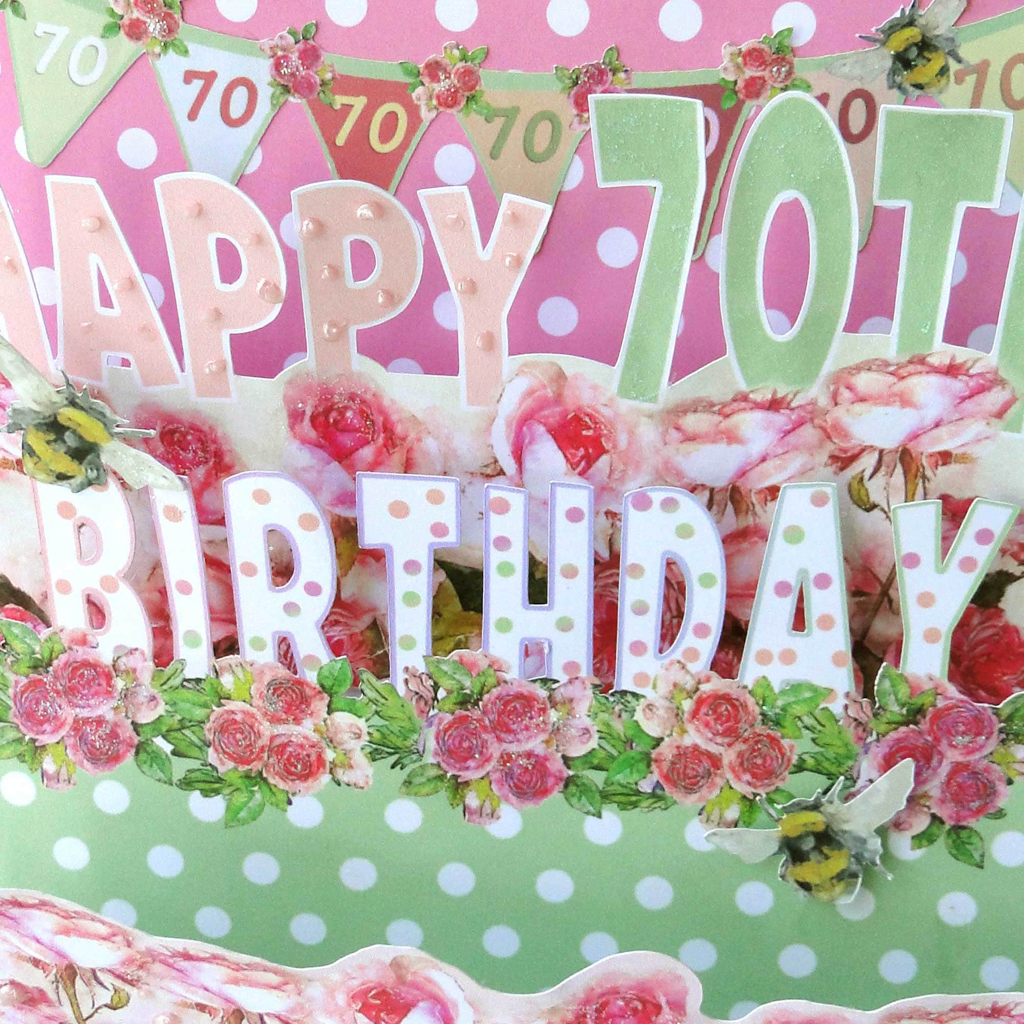 HKFENG 70th Birthday Cards For Women 3D Pop Up Happy Birthday Card