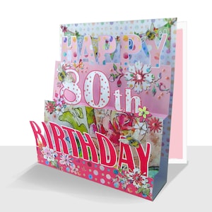 Pop Up 80th Birthday Card - Luxury 3D Floral Card 80 Years