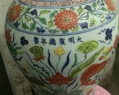 Fine Chinese Antique Ming Dynasty Xuan De 明代 Five Colours Porcelain Fish Vase