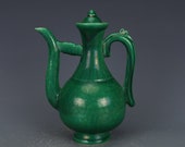 Fine Old Chinese Antique Ming Dynasty 大明弘治 Green Glazed Porcelain Dragon Teapot