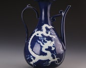 Beautiful Chinese Antique Ming Dynasty Hong Zhi 明代 Blue Glazed Porcelain Dragon Teapot
