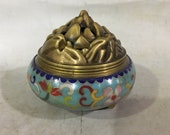 Beautiful Chinese Antique Old Copper Bronze Cloisonne Censer